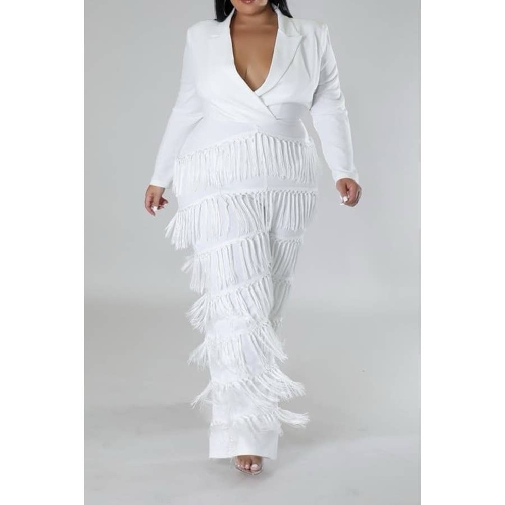 Elegant White Fringe Jumpsuit